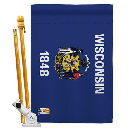COSA 28 x 40 in. Wisconsin States Impressions Decorative Vertical House Flag Set CO4120308